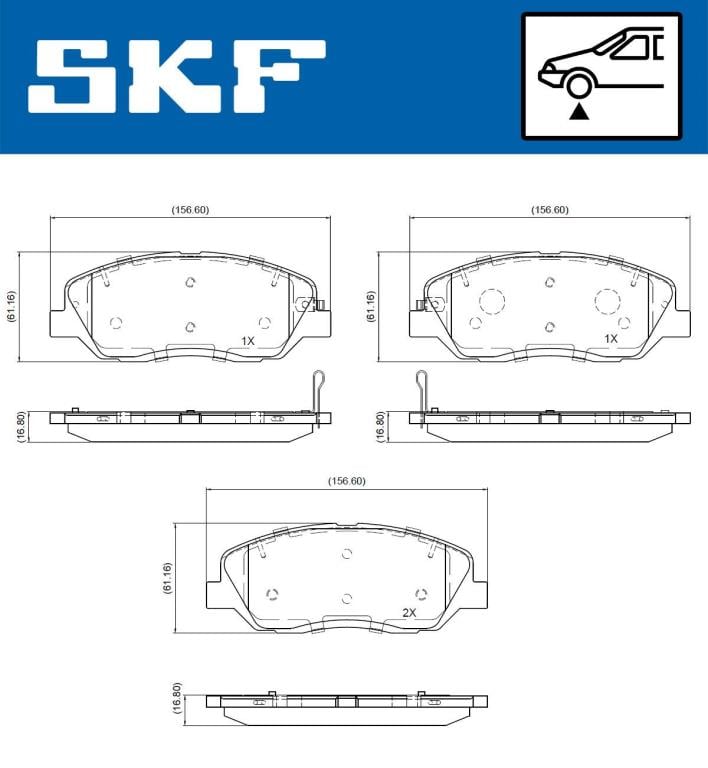 Jeu de 4 plaquettes de frein SKF ref. VKBP 81093 A